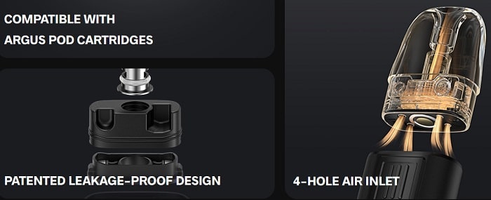 Voopoo Argus Pod SE leak free design and 4 airflow inlet