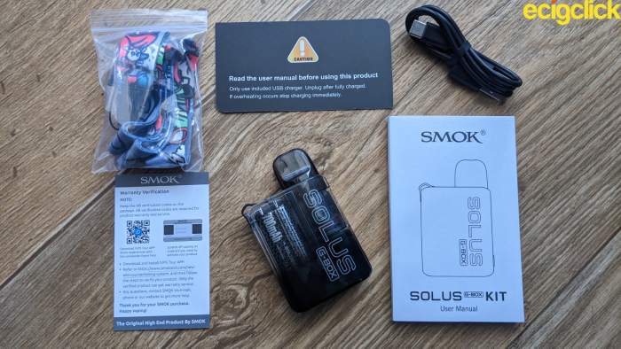 Smok Solus G box kit inside the box
