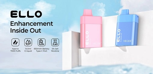 Vecee ello disposable vapes specs banner