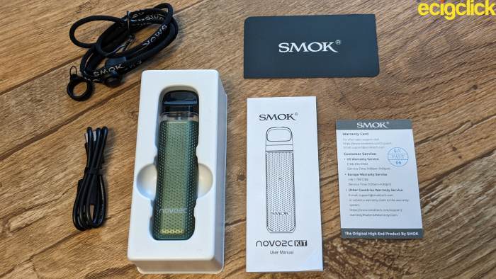 What's in the box of the Smok Novo 2C pod kit