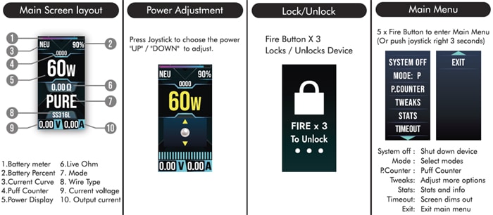 sl pure user manual screen