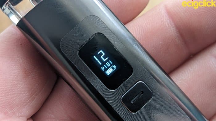 HD oled screen of the Geekvape Wenax Q pod kit