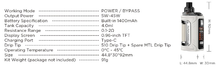 h45 classic specs