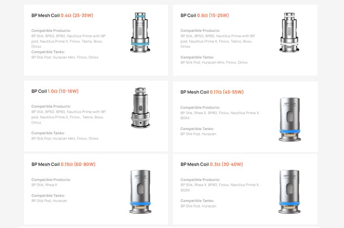 BP coil range