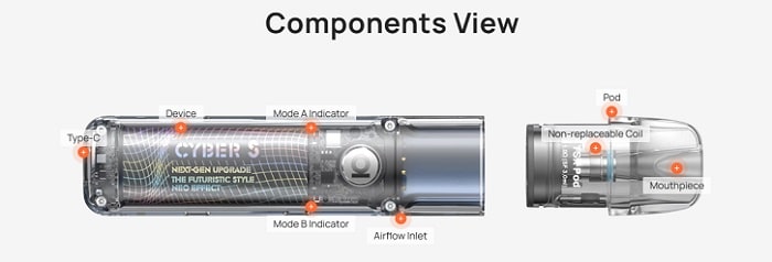 Aspire Cyber S pod kit exploded view