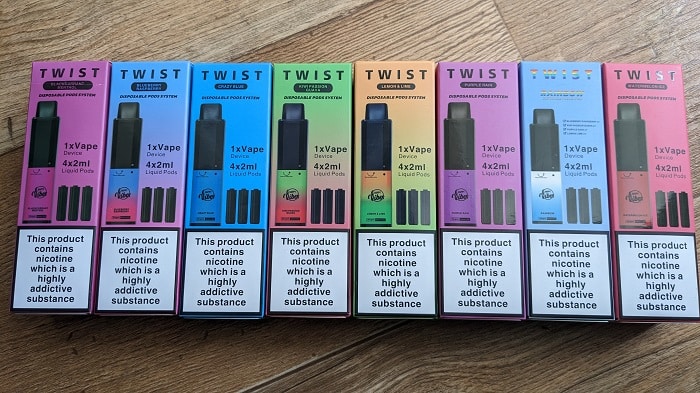 Happy Vibes Twist disposable vape range