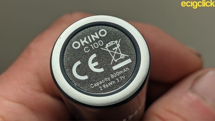 LED ring around the base of Okino C100 pod kit