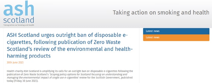 ash scotland ban disposables