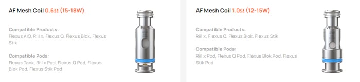 aspire af coil range