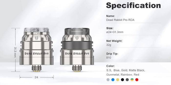 dead rabbit pro rda specs