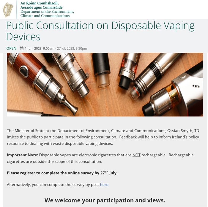 public consultation disposables ie