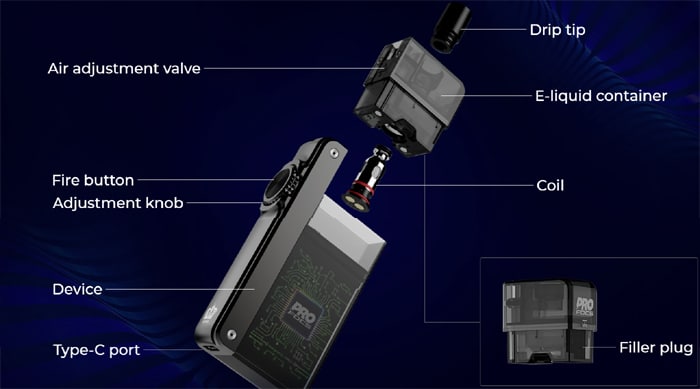 Uwell Crown B pod kit components view