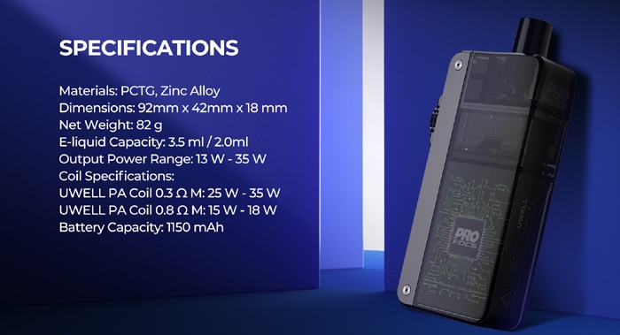 Uwell Crown B Pod kit specs