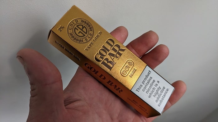 Outer packaging of the Gold Bar disposable vape