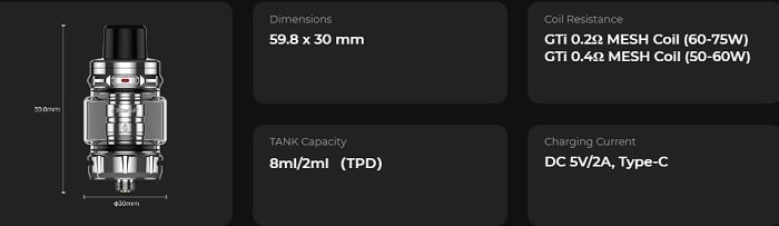 iTank 2 specs list