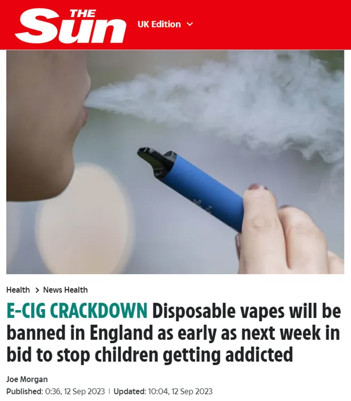 the sun disposable vape ban