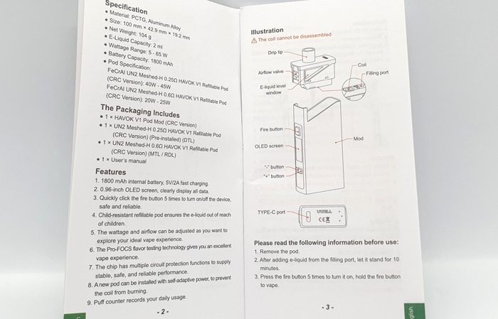 uwell havok instructions