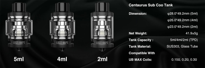 sub coo tank specs