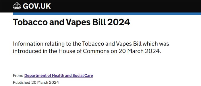 Tobacco vapes bill 2024