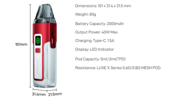 luxe x2 specs