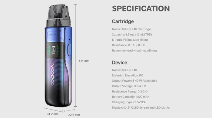 argus e40 specs