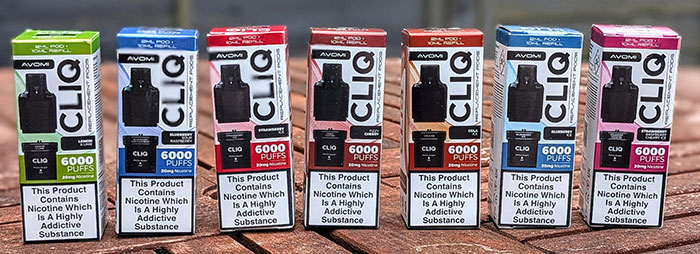 range of avomi cliq flavours