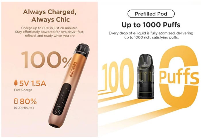 geekbar pod vape charged