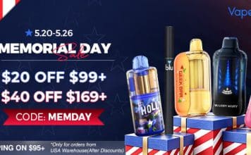 Vape Deal: Memorial Day Vape Sale – Save Up To $40 + Free Shipping memorial day vape sale